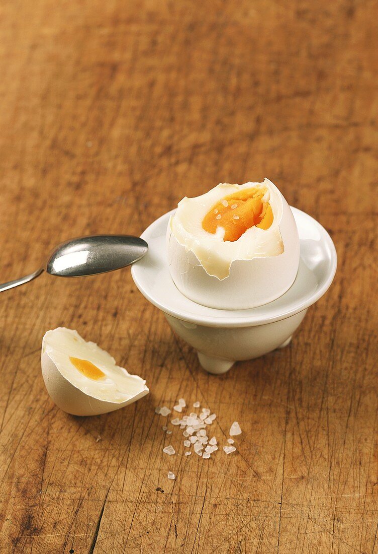 Boiled egg in an egg cup