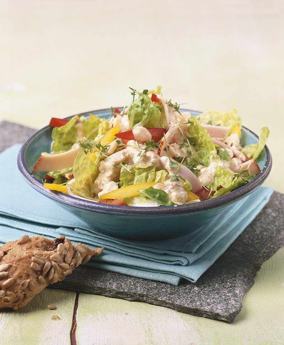 Turkey salad with soft cheese dressing