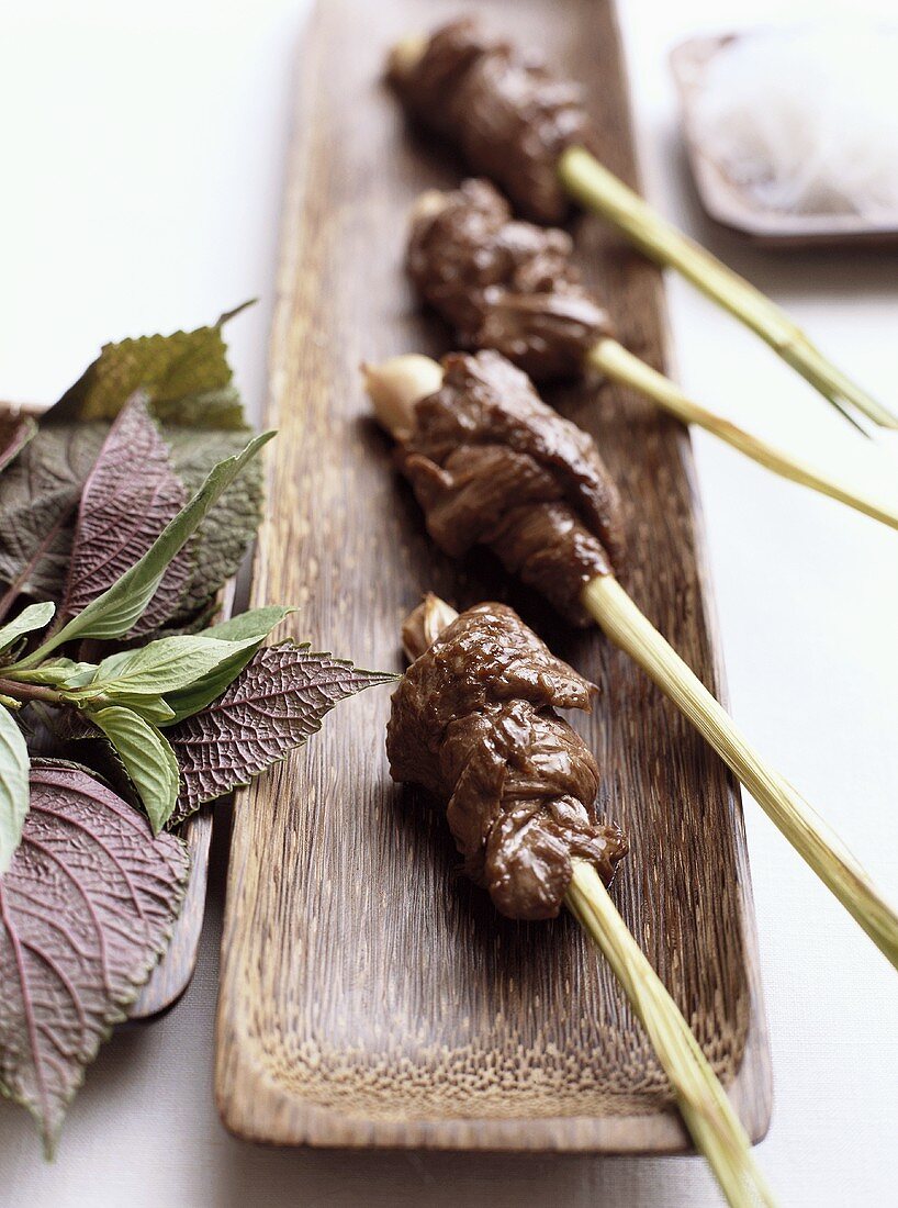 Beef kebabs on lemon grass (Vietnam)