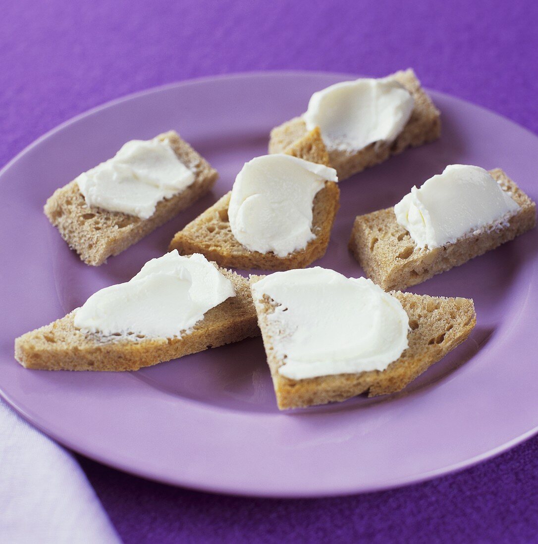 Small pieces of bread with soft cheese (for invalids)