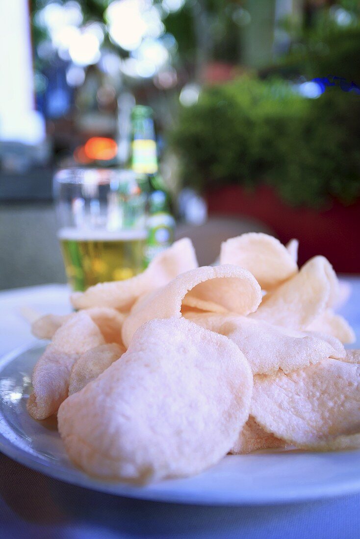 Prawn crackers on plate