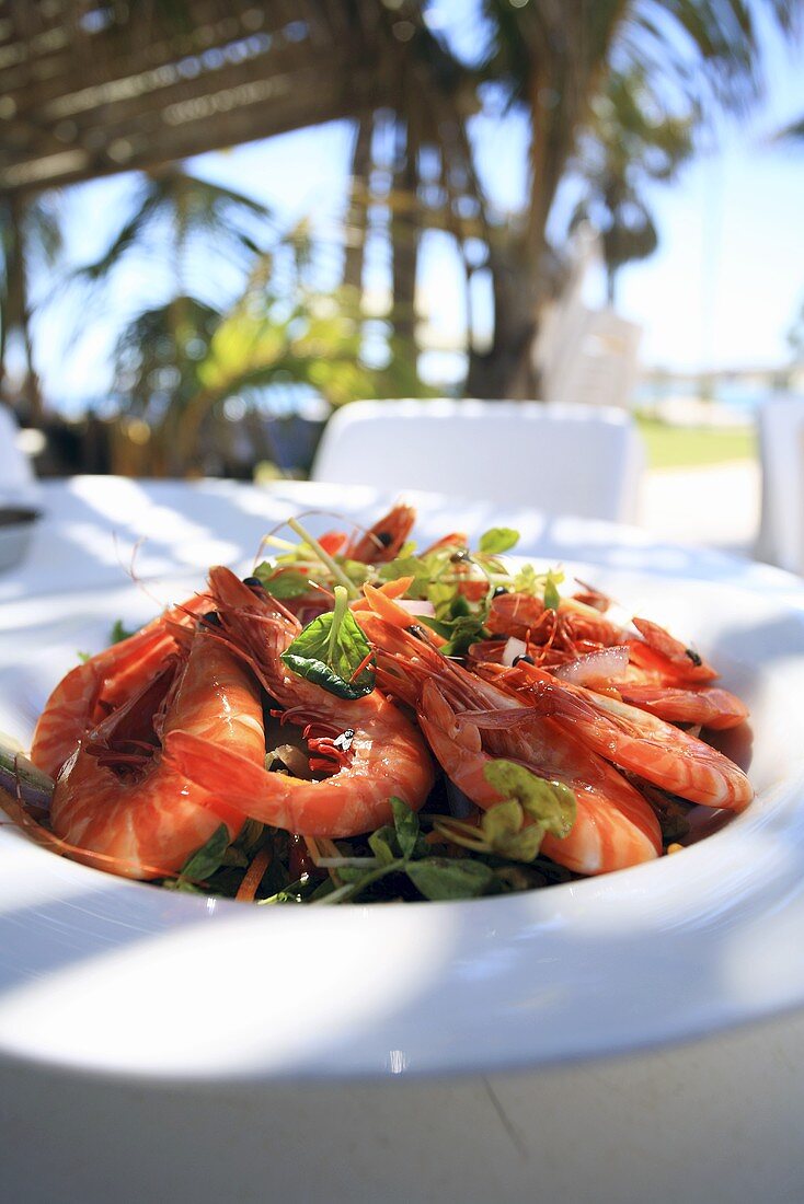 Shrimps mit Salat