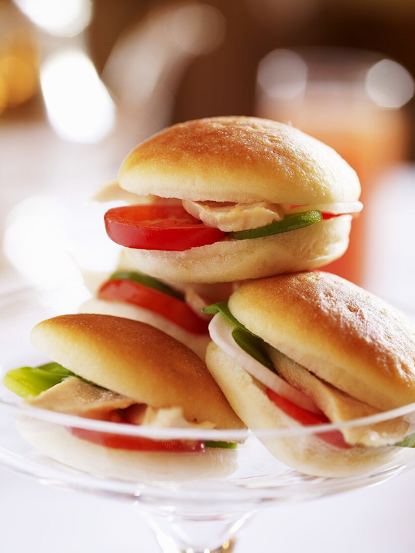 Mini-Puten-Sandwiches in der Glasschale