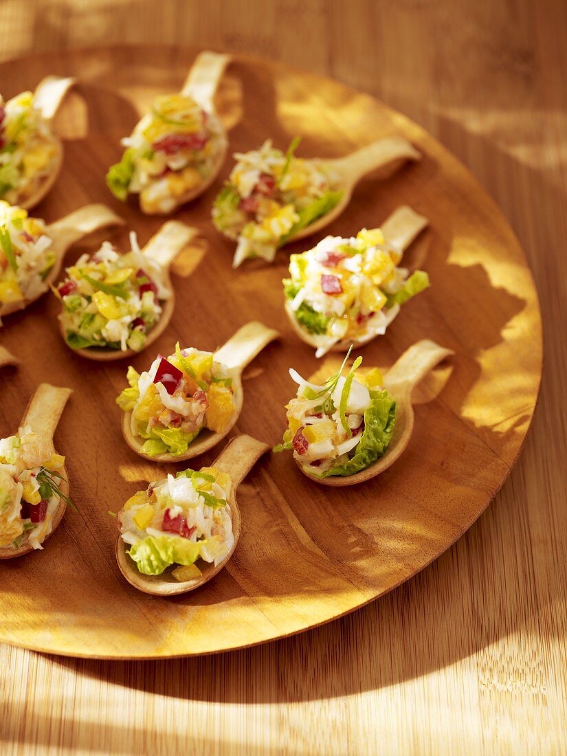 Crab and vegetable appetisers