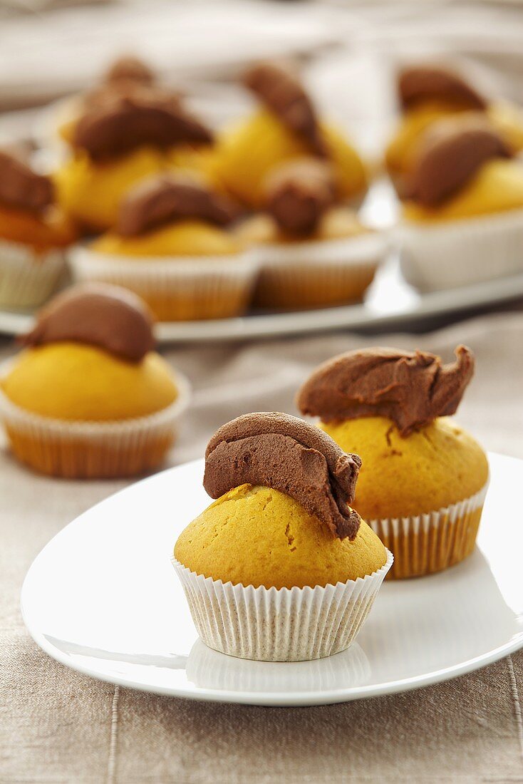 Muffins with chocolate topping