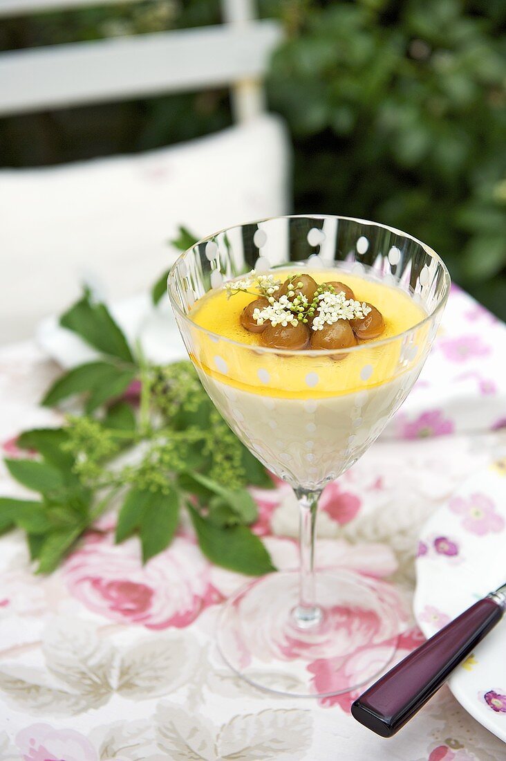 Gooseberry cream on garden table