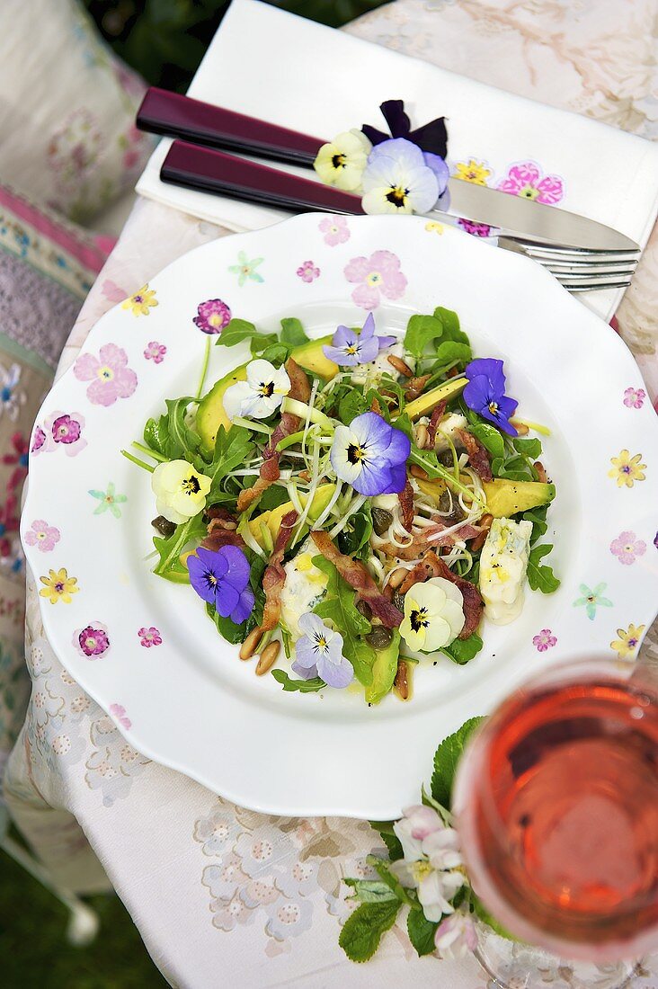 Spring salad with pansies