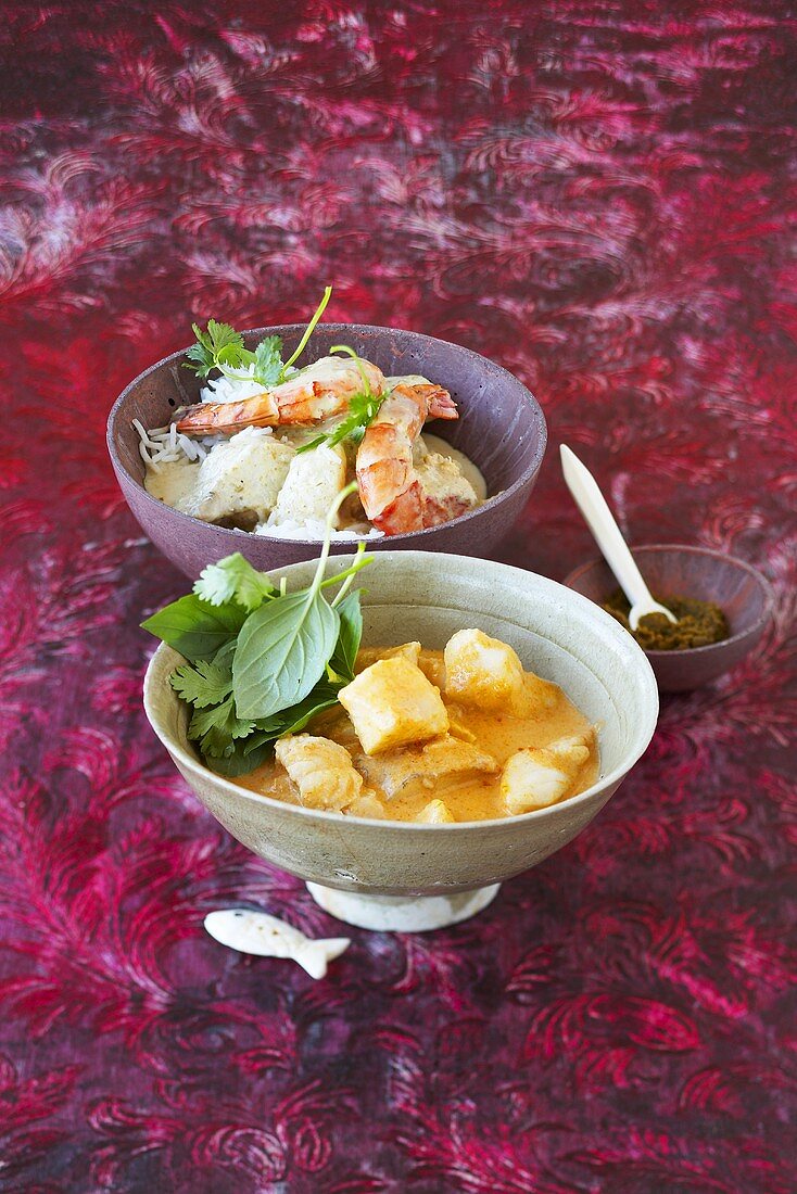 Grünes Thai-Fischcurry und Rotes Thai-Fischcurry
