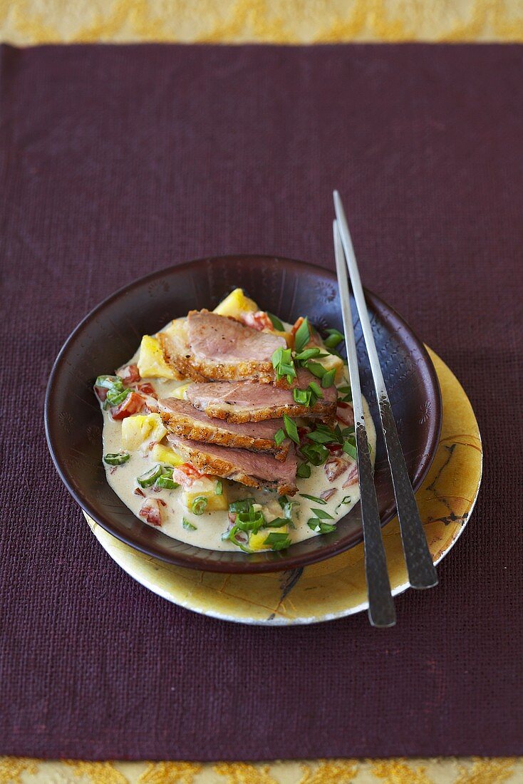 Yellow curry with duck