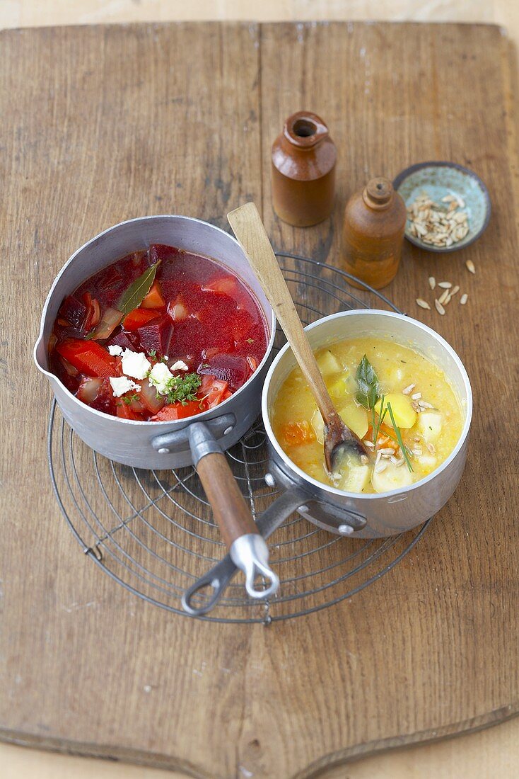 Beetroot stew and root vegetable stew