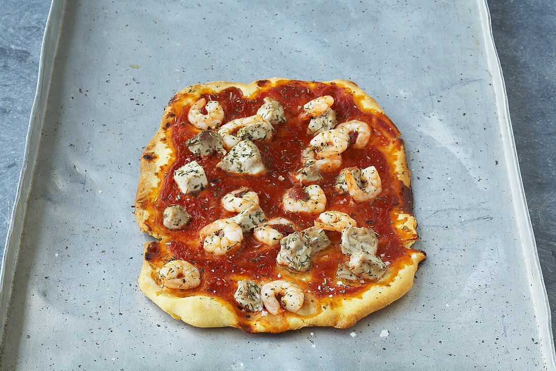 Thunfisch-Garnelen-Pizza