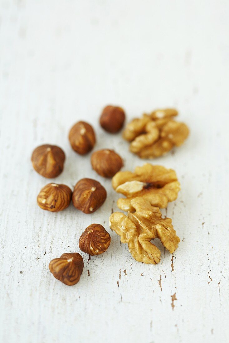 Hazelnuts and walnuts