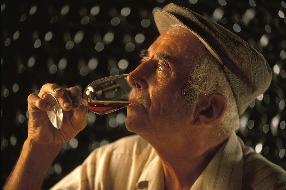 A man tasting wine (France)