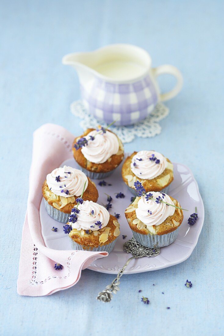Apple cupcakes with lavender cream