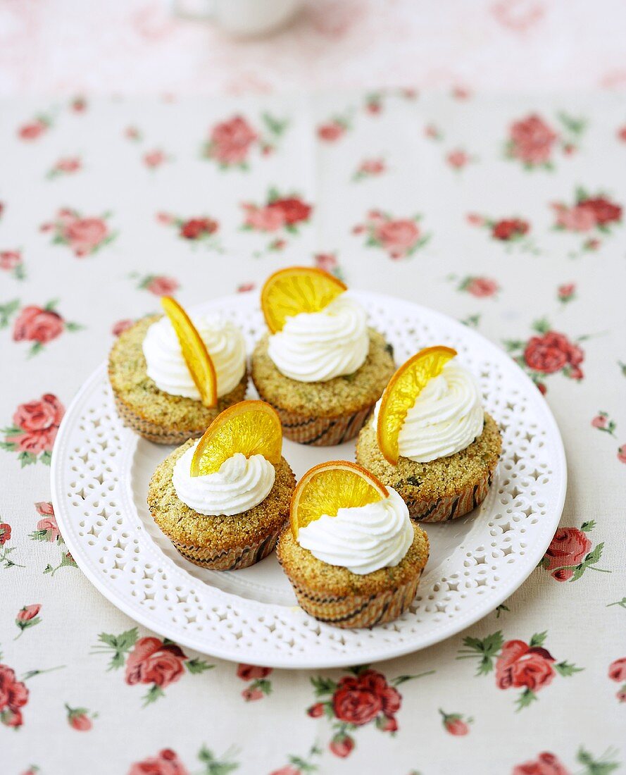 Jasmine tea and orange cupcakes