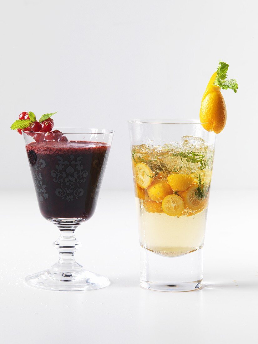 Romantic-Cherry (Rosenblüten-Kirsch-Drink) & Orange-Cup (Cocktail mit Kumquats)