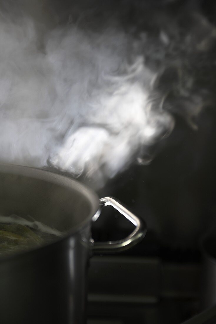 Steam rising from a pan