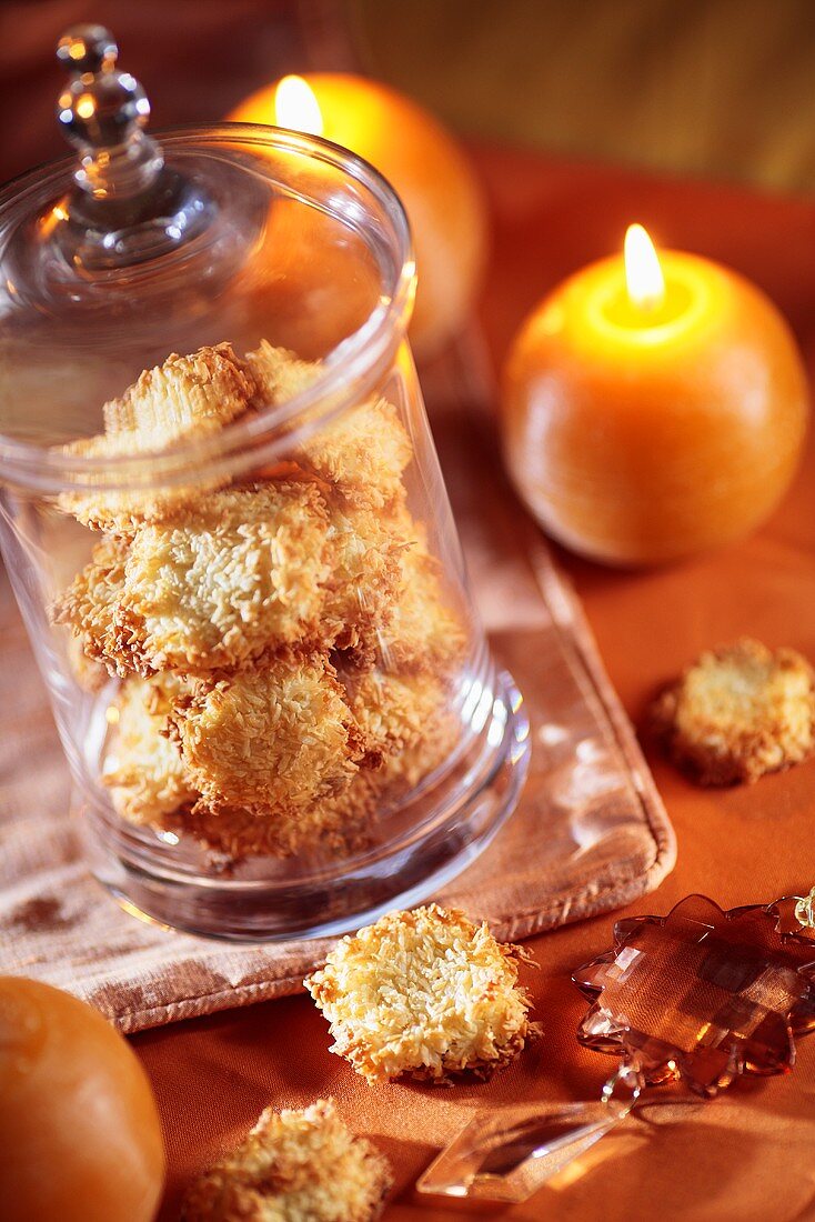 Orange macaroons in jar