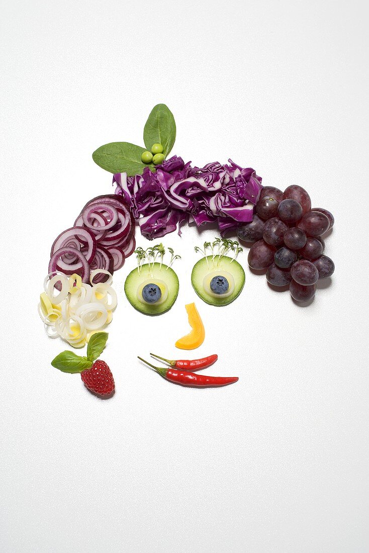 Gesicht aus Gemüse und Obst
