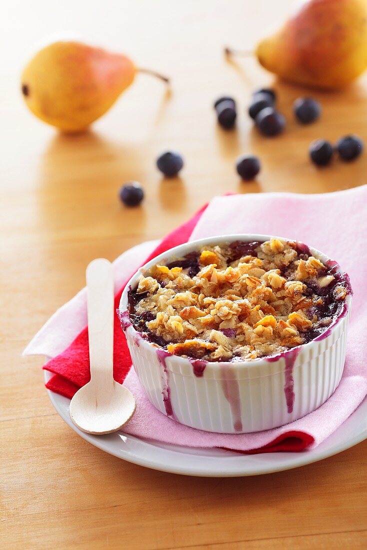 Pear and blueberry pudding