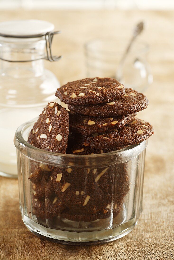 Chocolate coconut biscuits with almonds