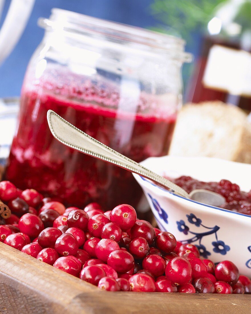 Cranberries und Cranberrymarmelade