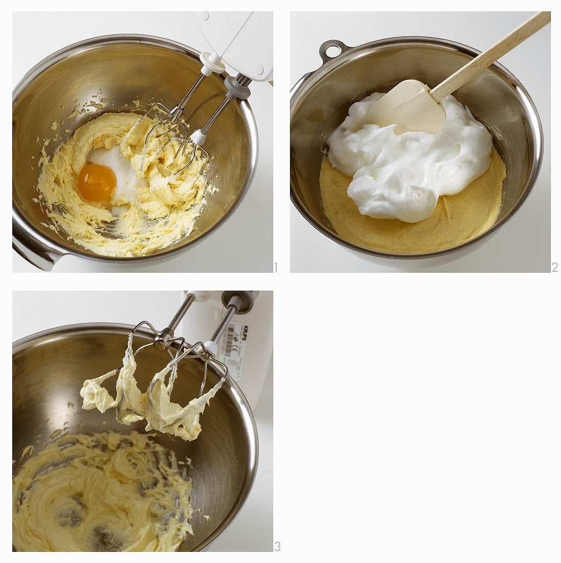 Beating egg yolks, sugar and egg whites