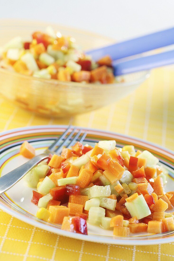 Mixed salad of diced vegetables