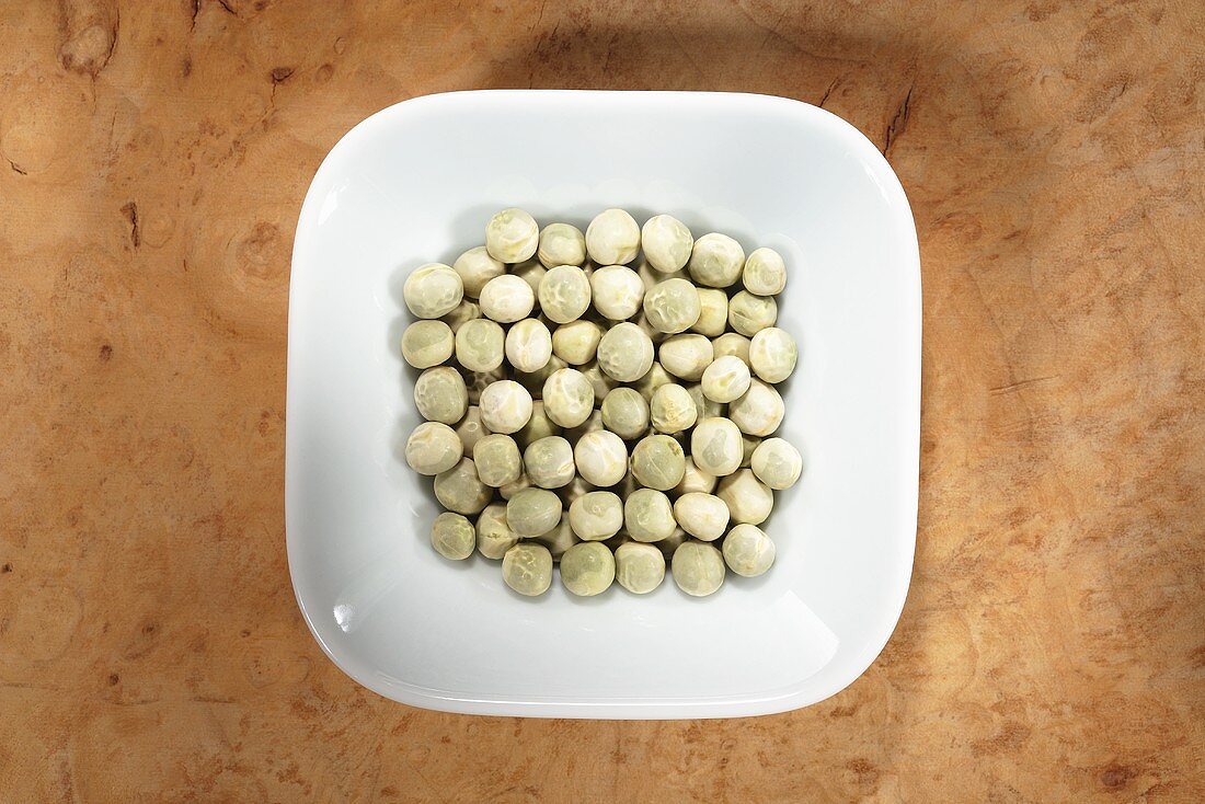 Dried peas in dish from above