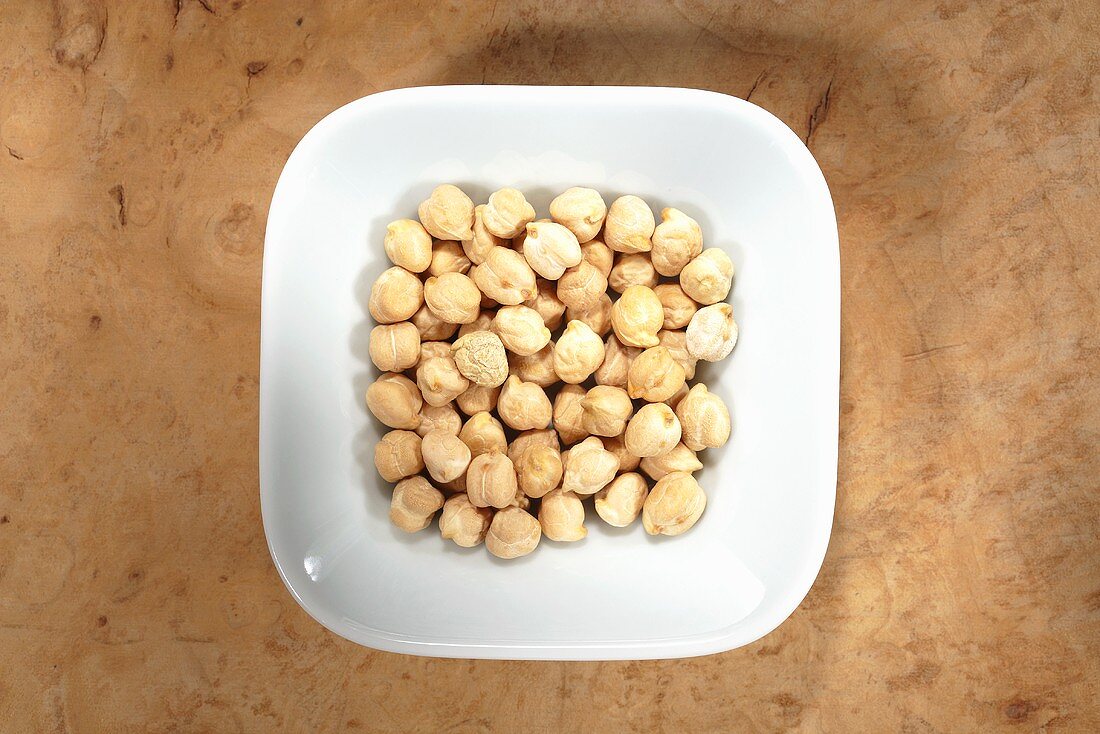Chick-peas in dish from above