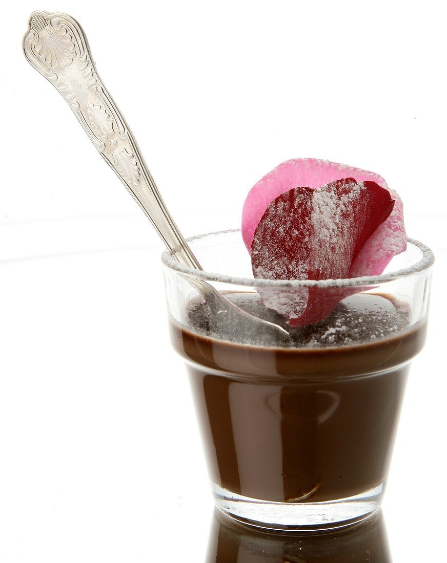 Frozen chocolate cream in glass