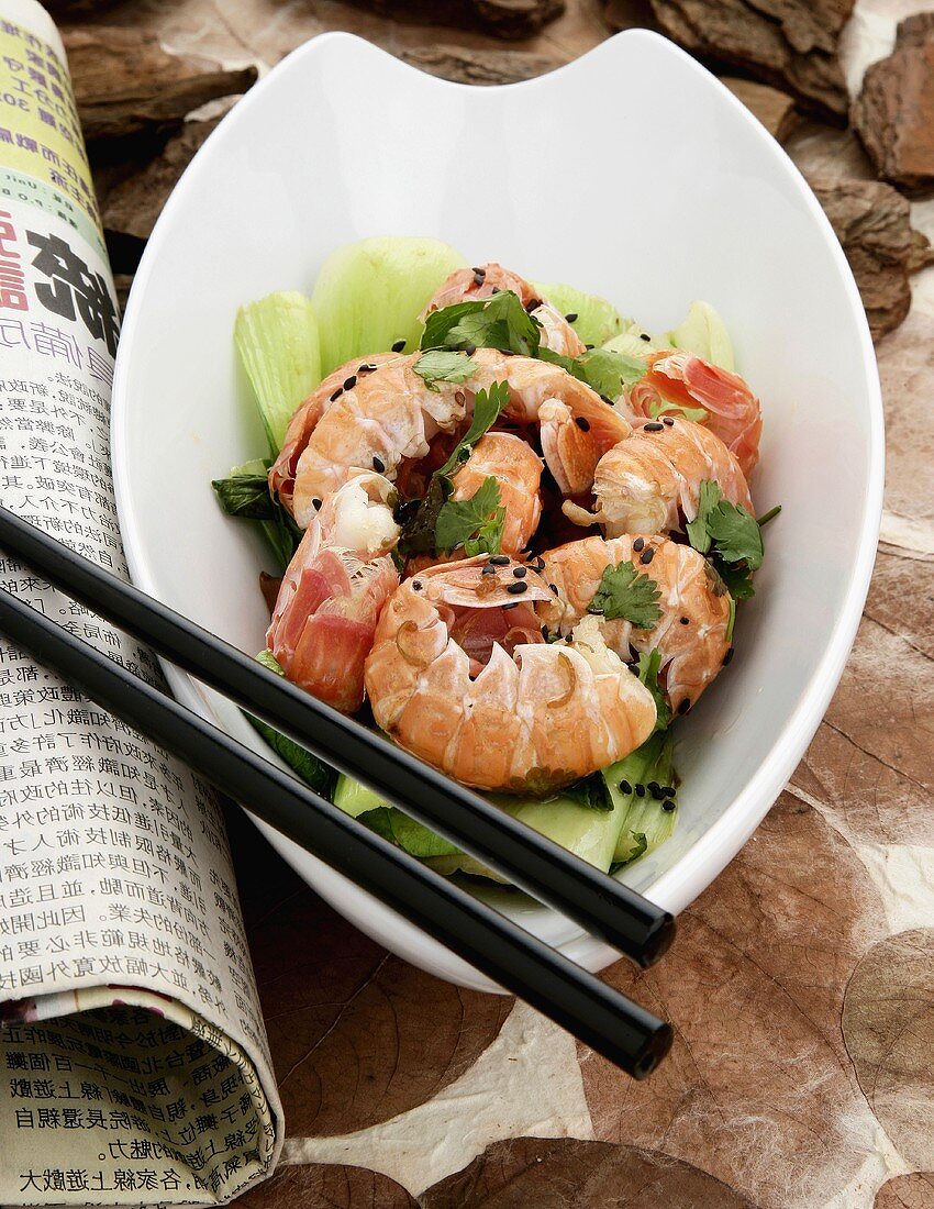 Langusten mit Pak Choi und Chinakohl