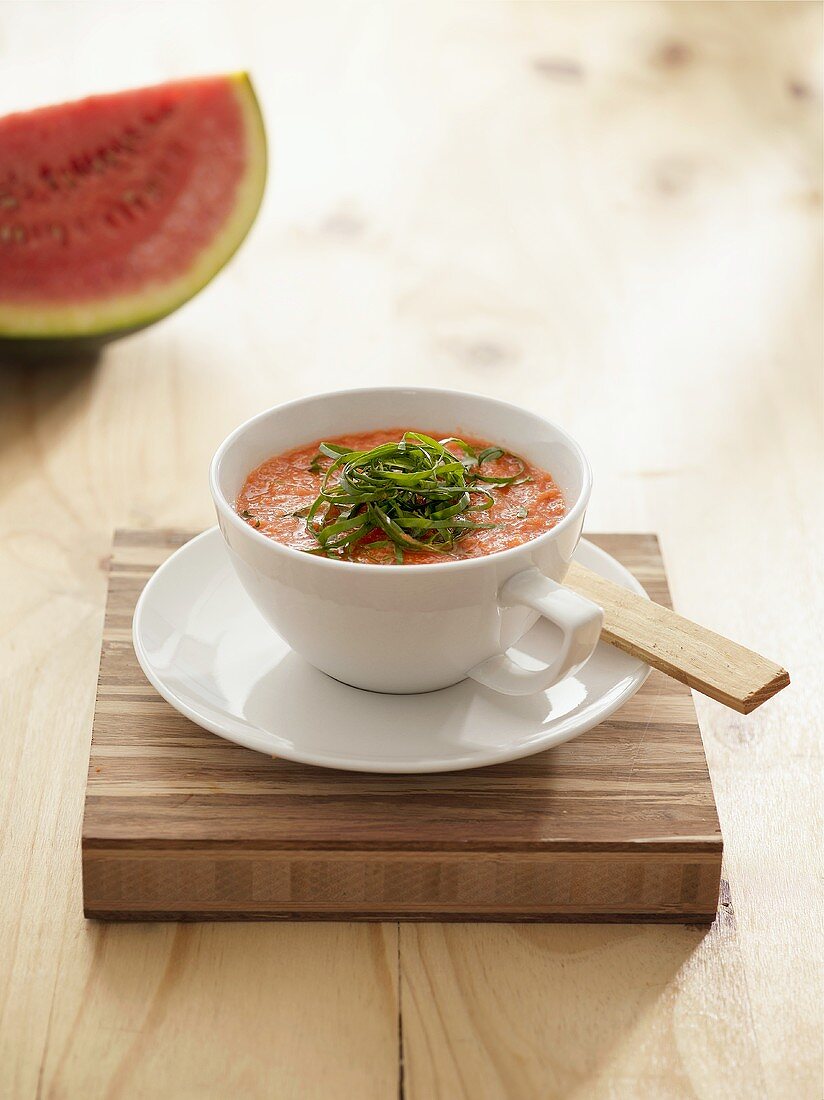 Watermelon and basil gazpacho