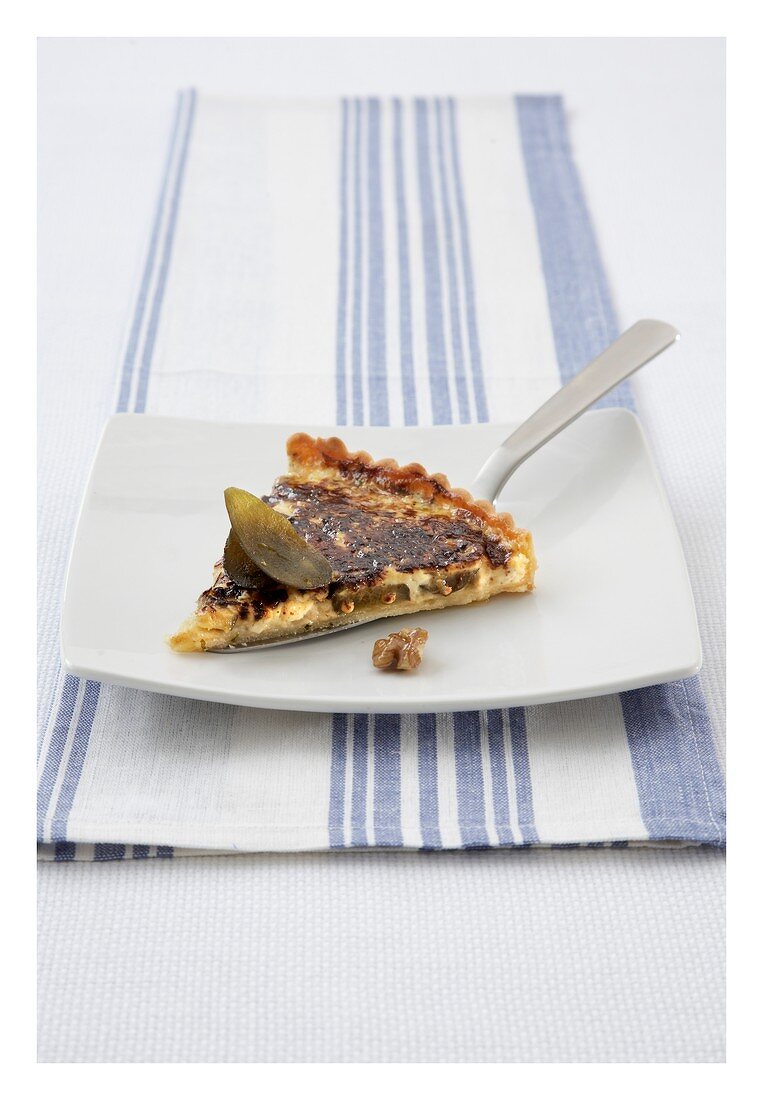 A piece of fig and Gorgonzola tart