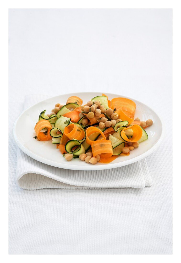 Chick-pea, courgette and carrot salad