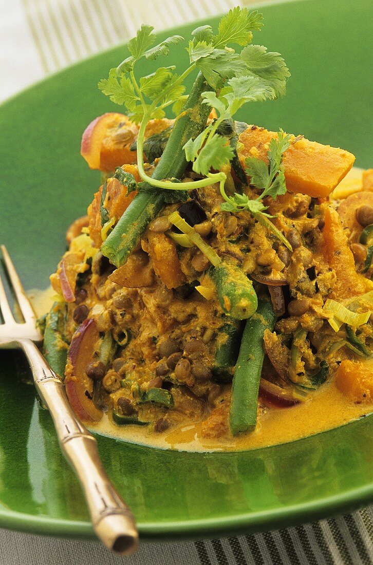 Pumpkin curry with green beans