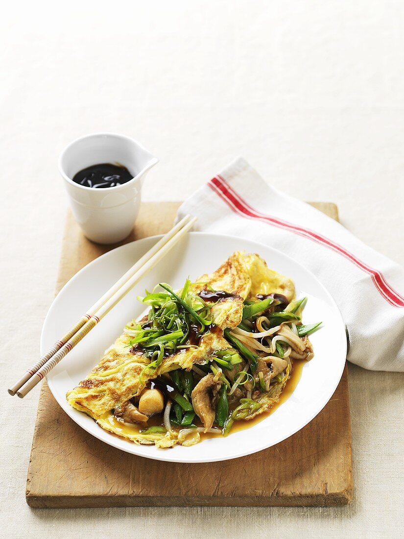Omelette with oyster mushrooms