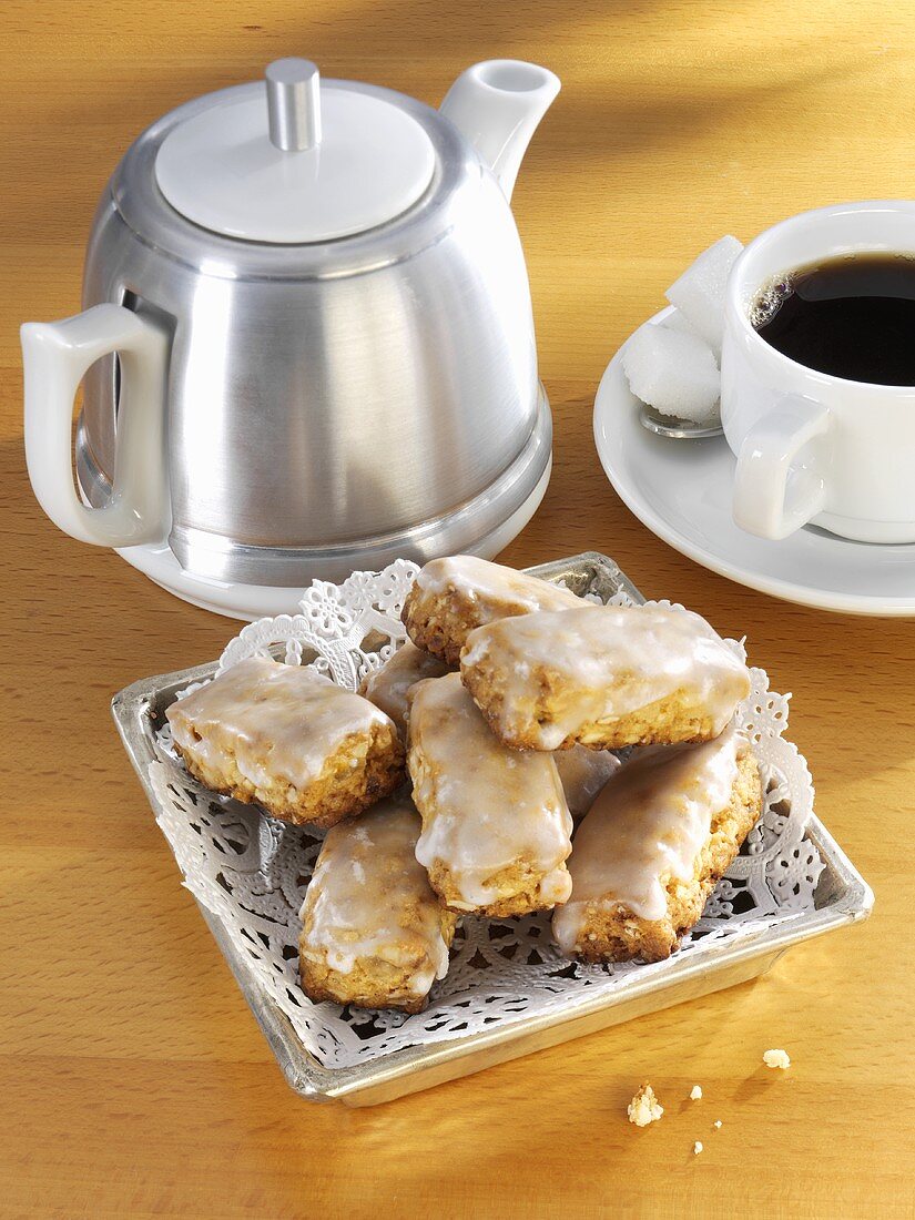 Basler Leckerli (spiced biscuits from Basel, Switzerland) with coffee