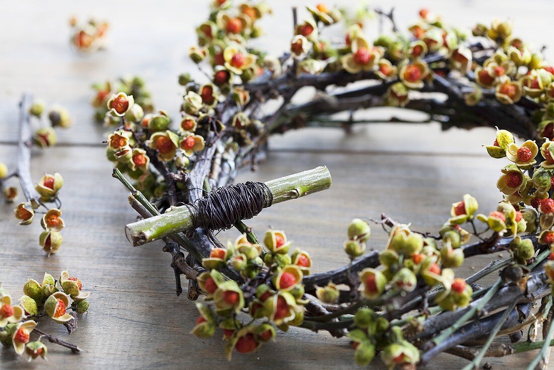 Wreath of staff vine berries