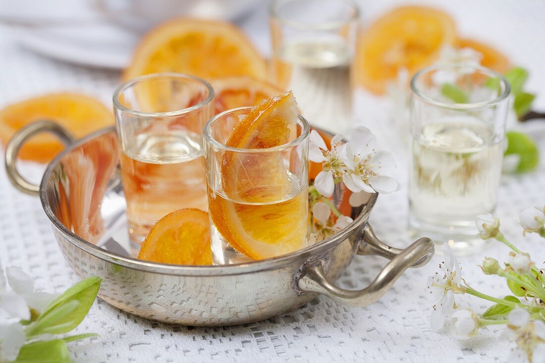 Home-made orange liqueur