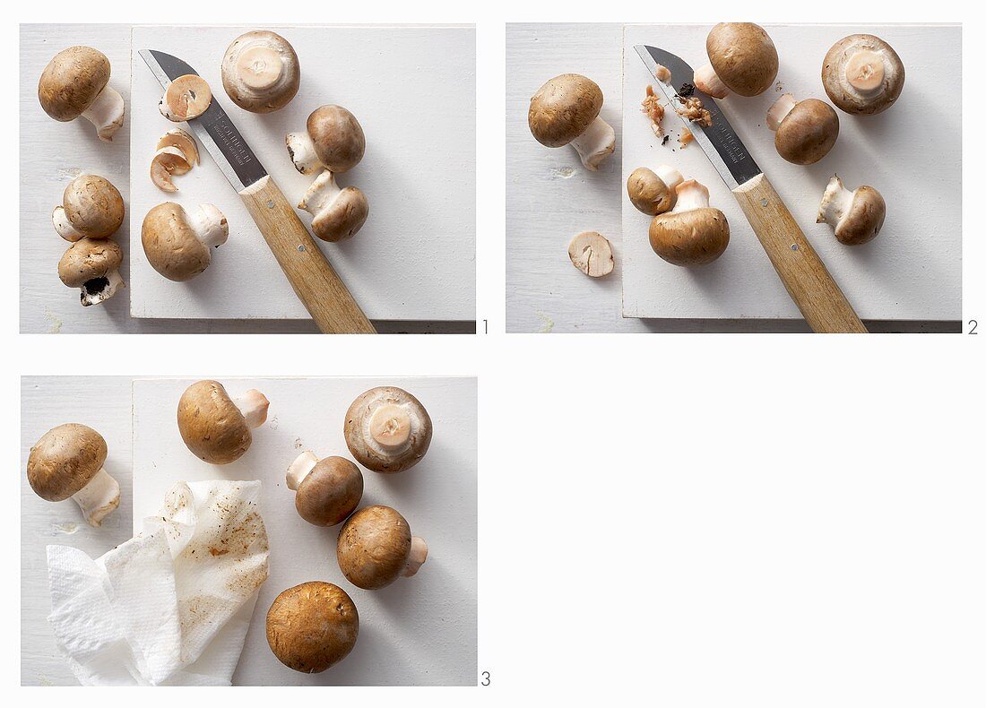 Cleaning chestnut mushrooms