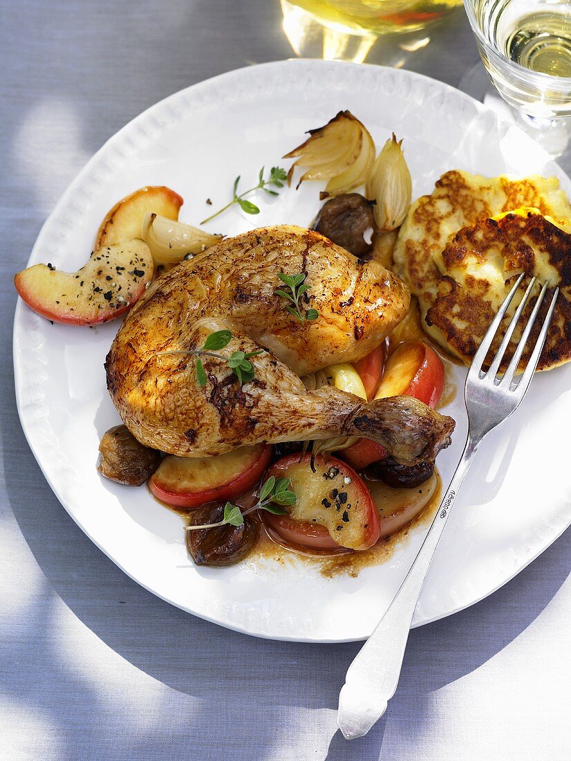 Hähnchen mit Apfel-Maronen-Gemüse