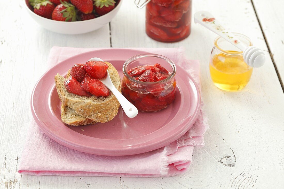 Strawberry jam and honey