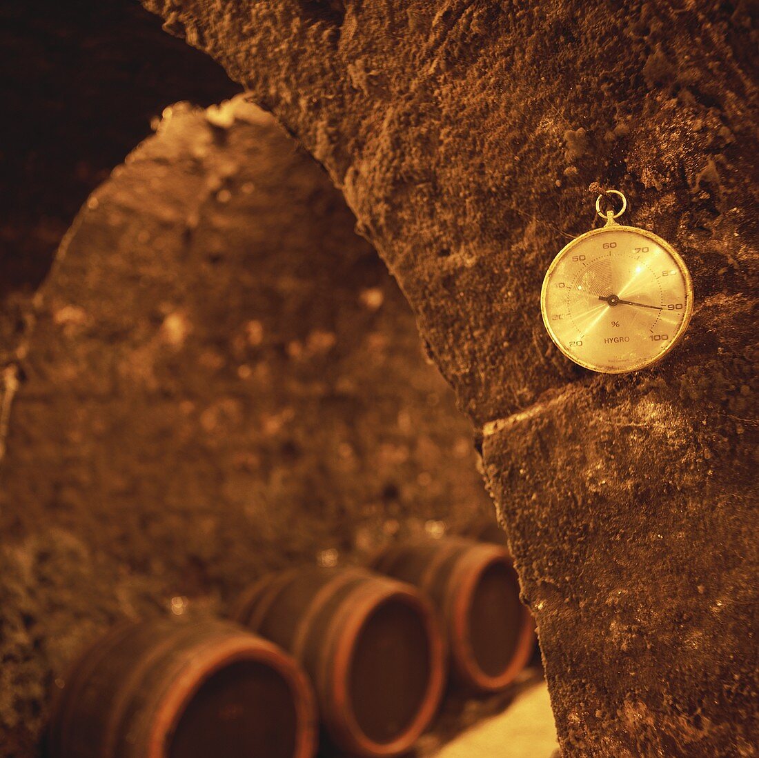 A hygrometer hanging in a wine cellar, Tokaj, Hungary