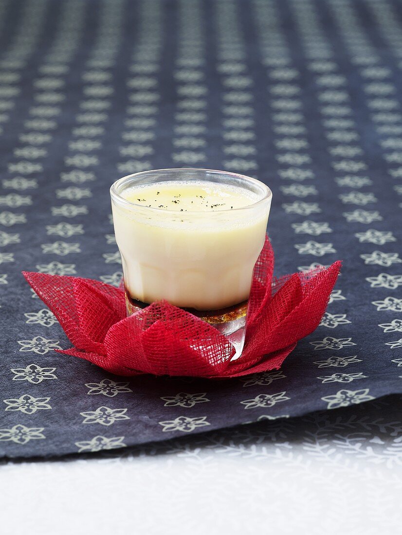 Cream caramel in a glass