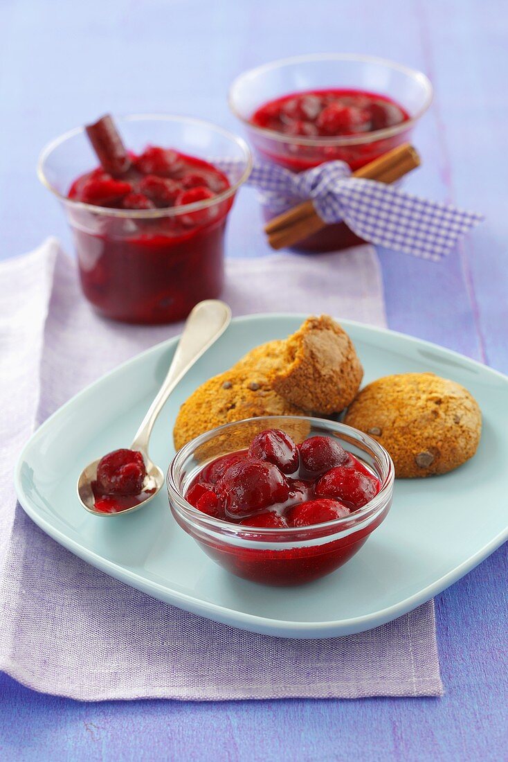 Sour cherry jam with cinnamon