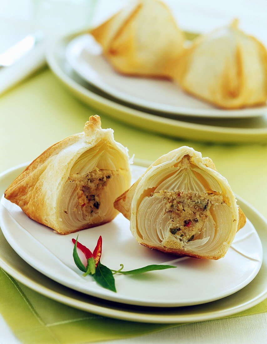 Stuffed onions wrapped in dough