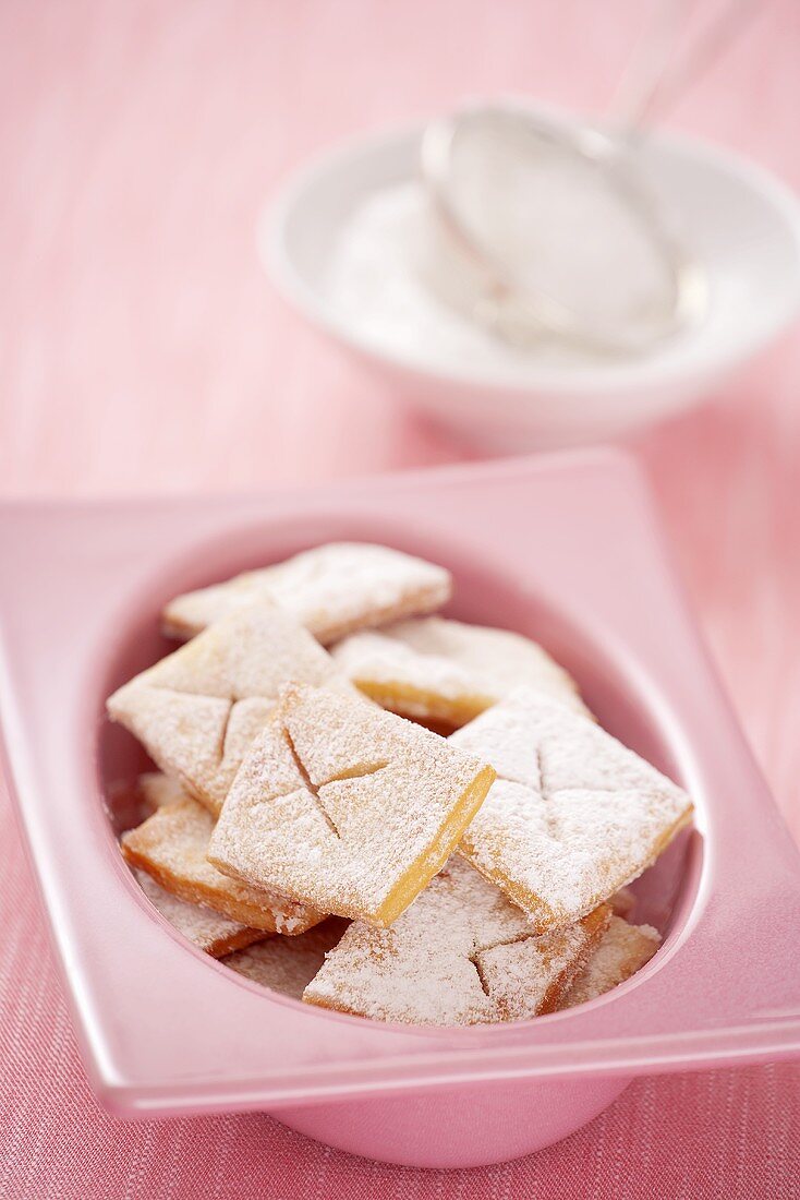 Bozi milosti (fried pastries from Czech Republic) with icing sugar