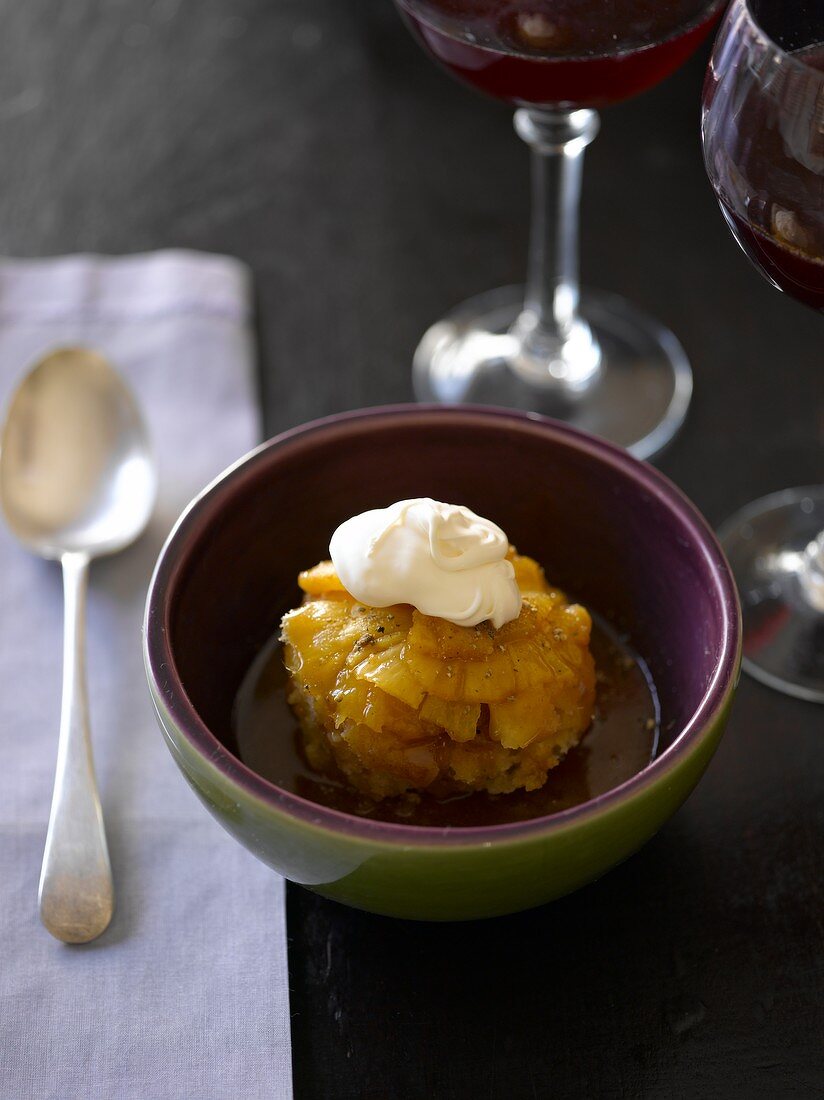 Pineapple upside-down pudding