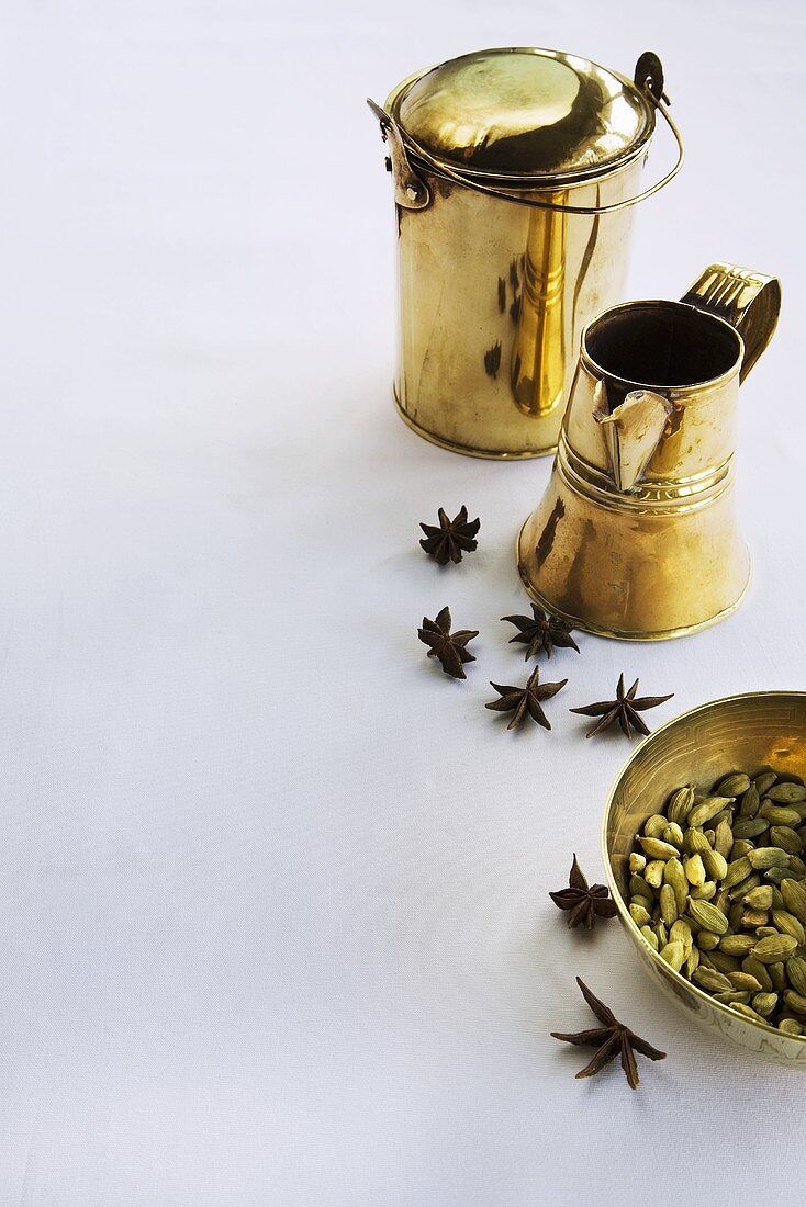 Star anise and cardamom pods